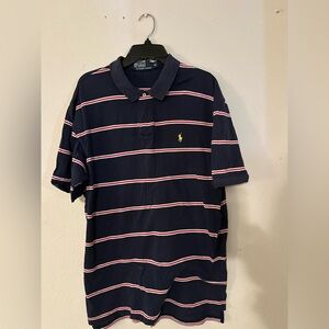 Ralph Lauren Men's Polo in Navy with Red and White Stripes